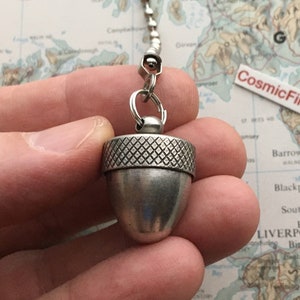 Gray Silver Acorn Ceiling Fan Pull Chain Metal Cap Opens Hollow Inside Light Pull Lake Cabin Decor Cottagecore Rustic Country Lamp Pull