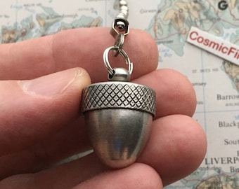 Silver Acorn Ceiling Fan Pull Chain Metal Cap Opens Hollow Inside Light Pull Cottagecore Lake Cabin Decor