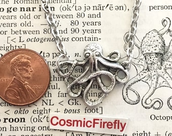 Tiny Octopus Necklace Miniature Steampunk Jewelry