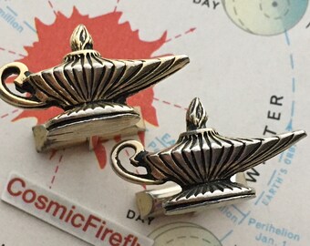 1950's Mid Century Vintage Magic Genie Lamp Cufflinks Wizard Cosplay Steampunk