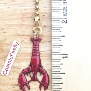 Mini Small Red Lobster Fan Pull Chain Mini 1.5" Coastal Beach Cottage Decor Ocean Lake House Cottagecore