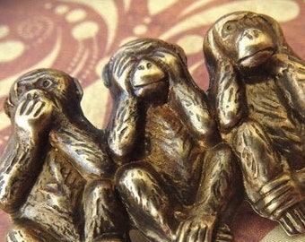 Brass Monkeys Pin Brooch Speak See Hear No Evil Monkey Steampunk Accessories Cosplay Pin
