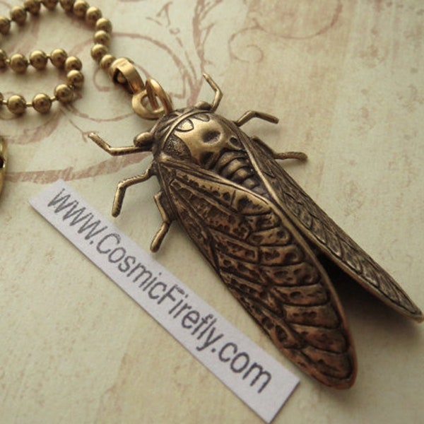 Antiqued Brass Metal Cicada Fan Pull Chain Light Pull Handle Good Luck Bug Insect Summer Outdoors Patio