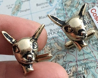 1950's Vintage Doe Deer Head Cufflinks Bambi MCM Father's Day