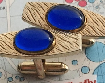 Vintage 1950's Atomic Cufflinks Men's Mid Century MCM Wedding Something Blue ANSON USA Jet Age