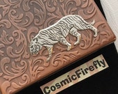 Tiger Cigarette Case Antiqued Copper Case Gothic Victorian Art Nouveau Style Vintage Style Silver Tiger Slim Copper Steampunk Case