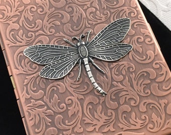 Victorian Dragonfly Cigarette Case Antiqued Copper Color Gothic Victorian Style Metal Steampunk Wallet 100's Size