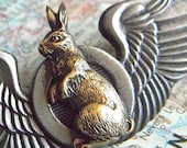 Steampunk Pin Brooch Flying Rabbit Wings Mixed Metals Cosplay Pin Flying Wings Pin