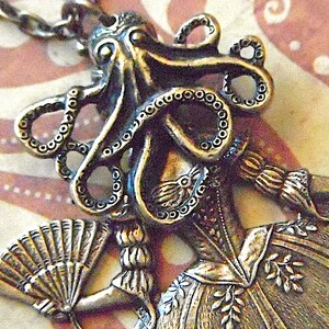 Octo Girl Necklace Octopus Jewelry Creepy Gothic Victorian Pirate Woman Original Steampunk Art Jewelry Designed By Cosmic Firefly