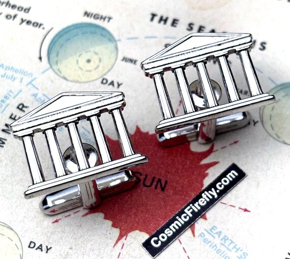 Vintage Greek Doric Architectural Cufflinks 1950's MCM HICKOK USA