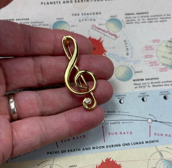 Vintage Treble Clef Music Note Pin Brooch Musical Ban… - Gem