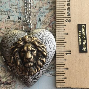 BIG Lion Heart Locket Necklace Leo Lion Costume Novelty Jewelry Large Size image 5