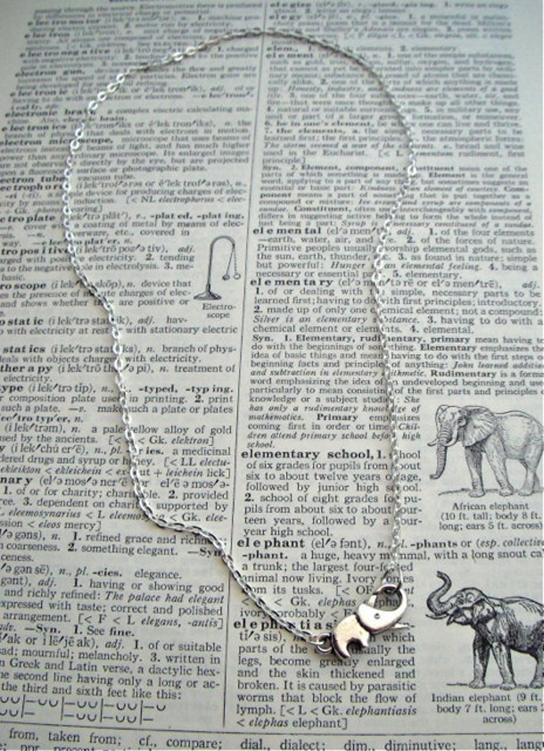 Tiny Lucky Elephant Necklace Plated Silver Tone Metal Fashion Jewelry Clasp Trunk Up For Good Luck Novelty Costume Jewelry FREE Gift Box image 3