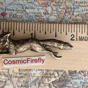 Small Running Fox Pin Brooch Steampunk Accessories Cosplay Pin Petite Antiqued Brass Metal Easter Pin Mother's Day image 4