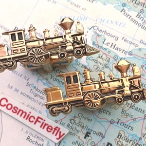 1950&#39;s Mid Century Vintage Steam Train Cufflinks Made in USA HICKOK Locomotive Train Engineer Steampunk Cosplay Men&#39;s Christmas Gifts Man