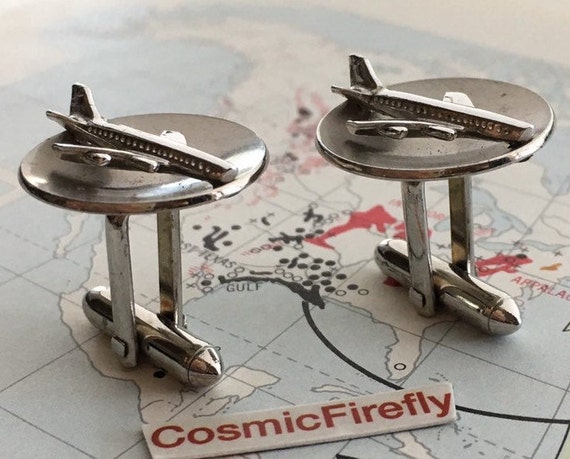 1950's Mid Century Vintage Jet Airplane Cufflinks… - image 9