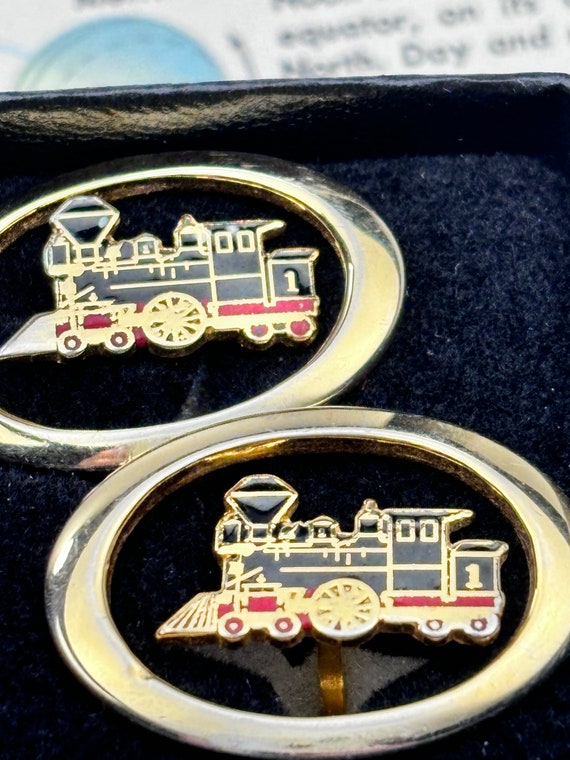 1950's Mid Century Vintage Train Cufflinks Locomo… - image 1