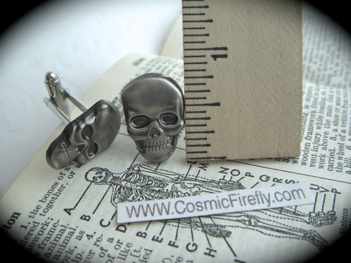 Men's Cufflinks Skull Cufflinks Pewter Silver Cuff Links Etsy