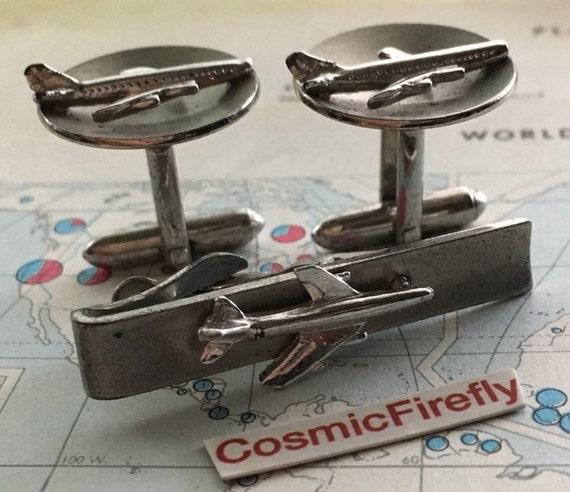 1950's Mid Century Vintage Jet Airplane Cufflinks… - image 6