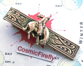 1950er Jahre Mid Century Vintage Cowboy Krawattenspange Western Bucking Bronco Wilder Westen HICKOK USA