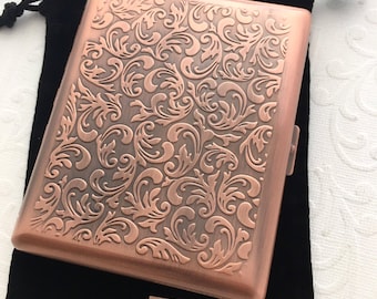 Big Cigarette Case Antiqued Copper Color Vintage Style Large Metal Steampunk Wallet NEW