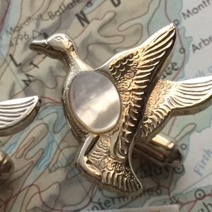 Vintage Flying Duck Cufflinks MOP Mother of Pearl Mid Century 1950's Dad Father's Day image 5
