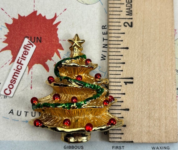 Chunky Vintage Christmas Tree Pin Brooch Costume … - image 6