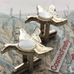 Vintage Flying Duck Cufflinks MOP Mother of Pearl Mid Century 1950's Dad Father's Day image 7