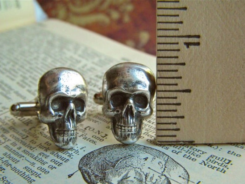 Men's Cufflinks Skull Cuff Links Gothic Victorian Skull Head Steampunk Cufflinks Vintage Inspired Pirate Accessories image 2