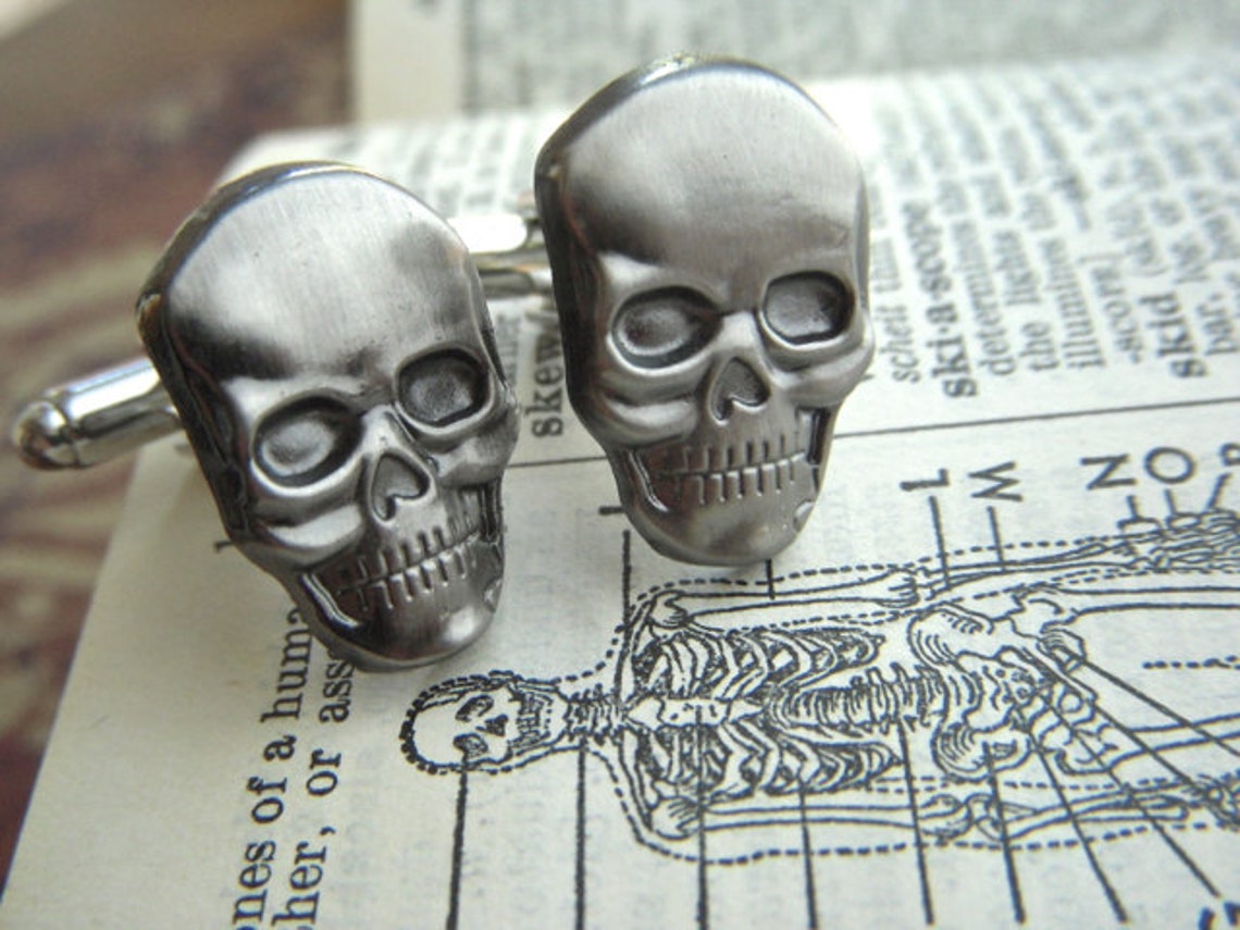 Men's Cufflinks Skull Cufflinks Pewter Silver Cuff Links Etsy
