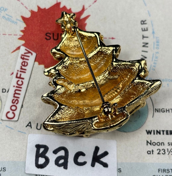 Chunky Vintage Christmas Tree Pin Brooch Costume … - image 2