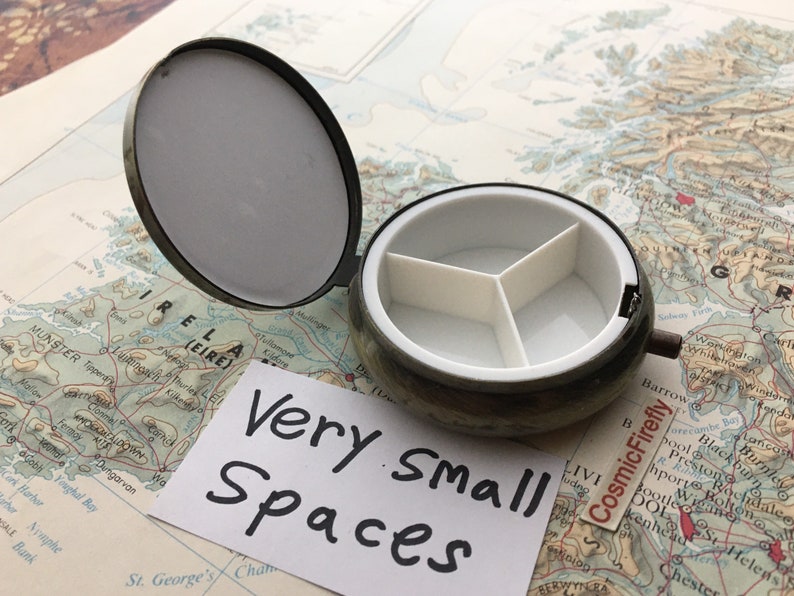 Small Round Stars Moon Pill Box Tiny Size Compartments Travel image 6