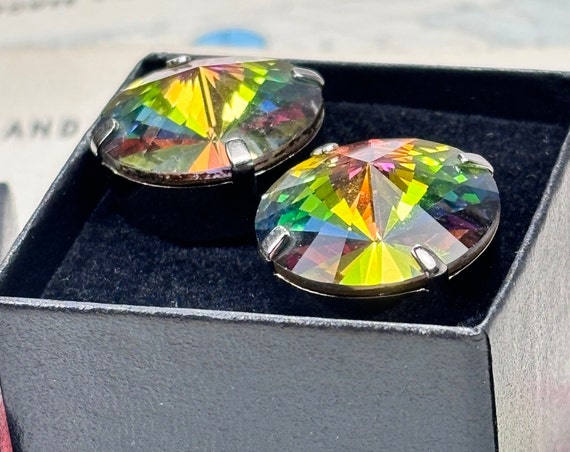 BIG 1950's Vintage Rivoli Glass Crystals Cufflink… - image 8