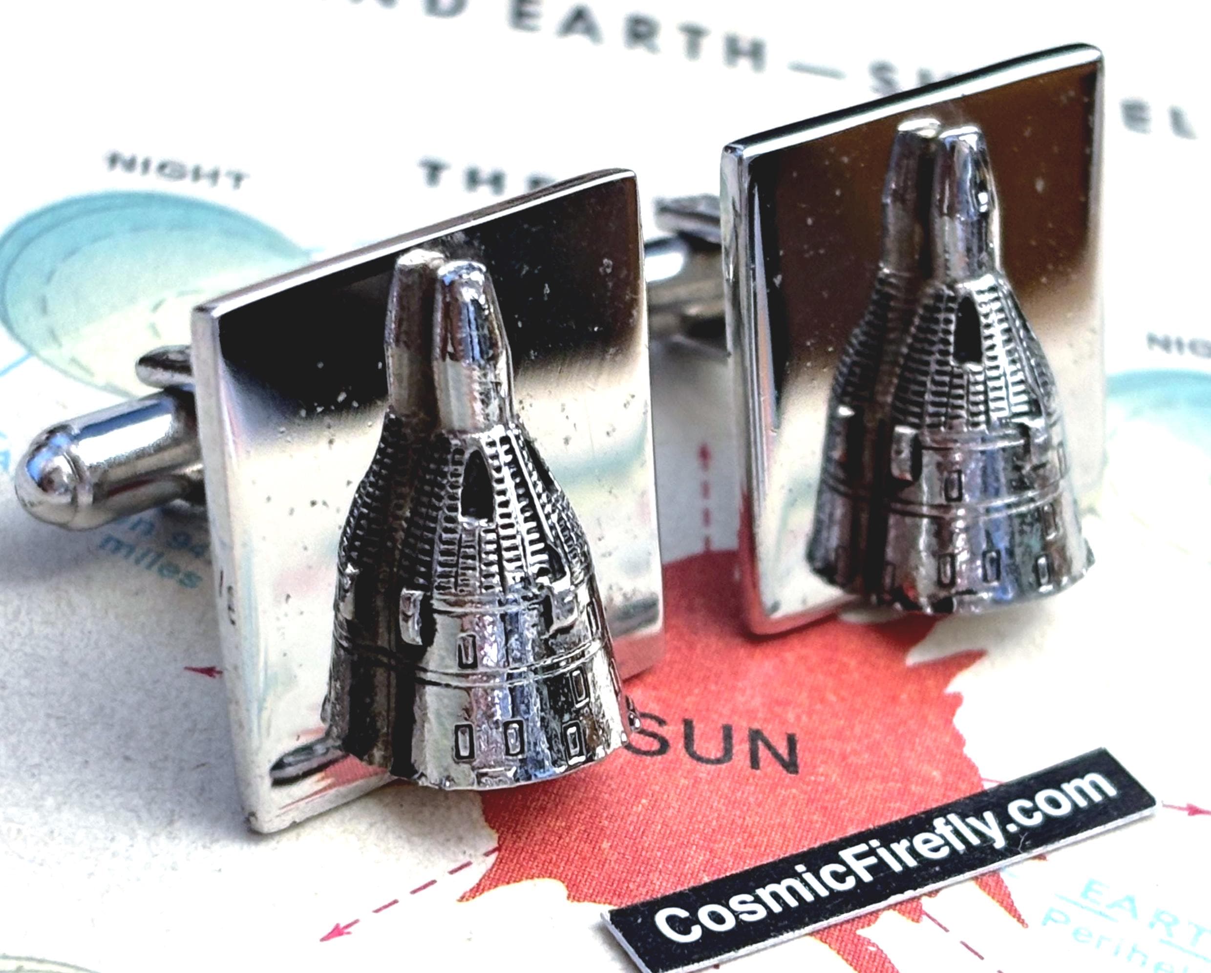 1960's Vintage NASA Cufflinks Gemini Space Capsule Atomic Jet Age