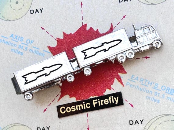 1960's Vintage Rocket Truck Tie Clip Space Missiles