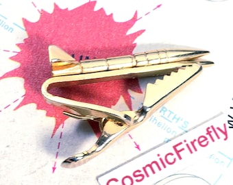 1950's Vintage Space Rocket Ship Tie Bar Clip Clasp Missile Atomic Age