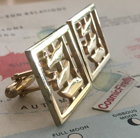 Boutons De Manchette Vintage Argent Sterling Anson - Style Mid Century Modern, Référence 122315, Occasion