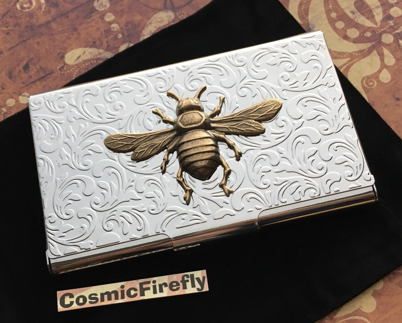 Bumble Bee Business Card Case Holder Vintage Inspired Gothic Victorian Steampunk Style image 1