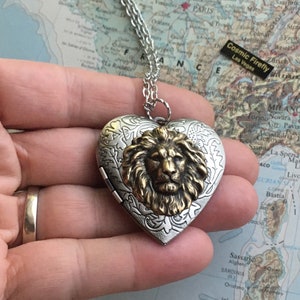 BIG Lion Heart Locket Necklace Leo Lion Costume Novelty Jewelry Large Size image 3