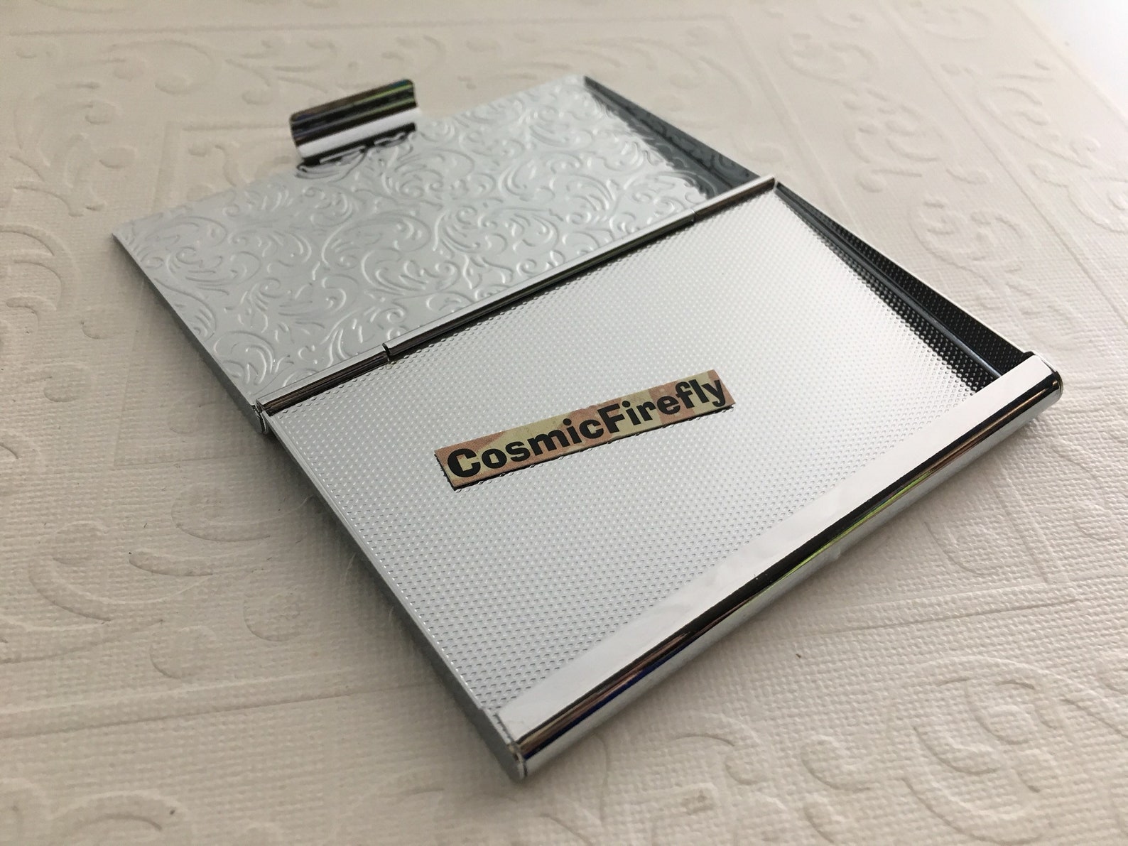 Silver Business Card Case Antiqued Brass Bee Card Holder Mixed Etsy