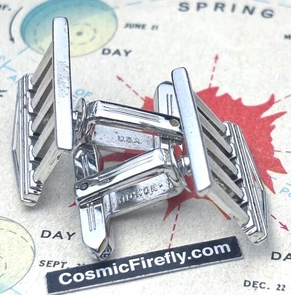 Vintage Greek Doric Architectural Cufflinks 1950's MCM HICKOK USA View 4