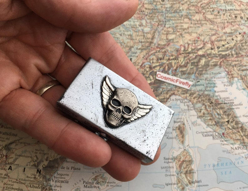 Small Pill Box Skull /& Wings Tiny Size Metal Pill Case Gothic Victorian Steampunk Pirate Accessories