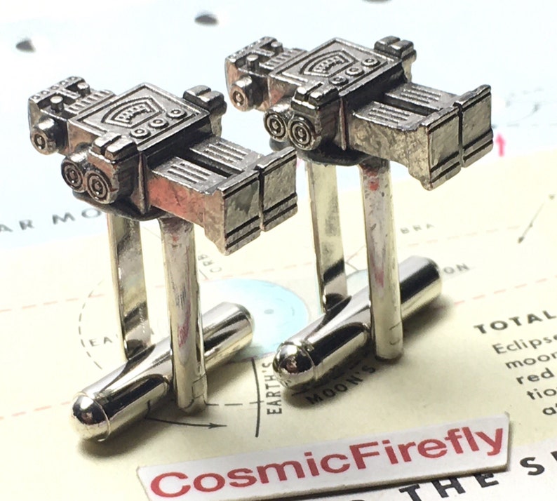 ROBOT CUFFLINKS Silver Plated Steampunk Wedding Cufflinks Gift Box image 5