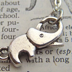 Tiny Lucky Elephant Necklace Plated Silver Tone Metal Fashion Jewelry Clasp Trunk Up For Good Luck Novelty Costume Jewelry FREE Gift Box image 2