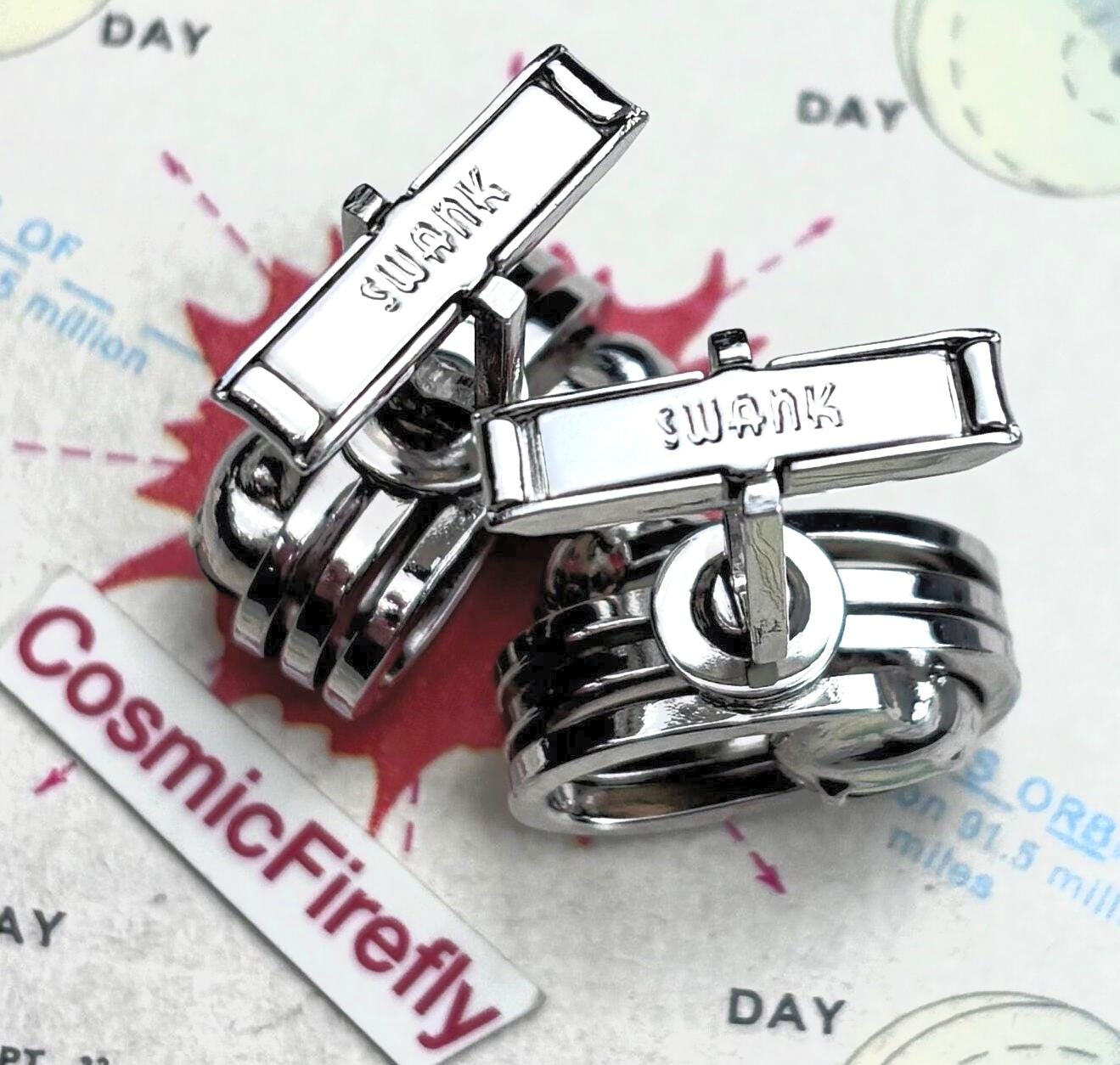 1940年代ヴィンテージアールデコカフスボタン＆タイバークリップ、原子