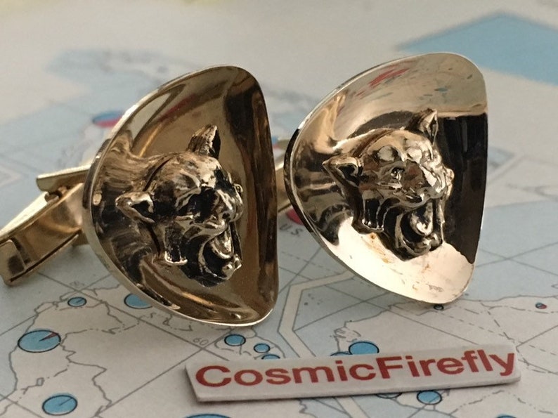 Wildcat Cufflinks Unisex Vintage Cufflinks Antique Cufflinks Steampunk Cufflinks Tiger Head Wildcat Cufflinks Wedding Cufflinks Men/'s Gifts
