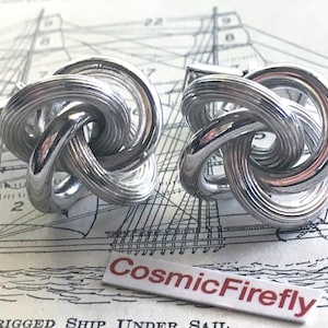 Big 1950&#39;s Vintage Silver Knot Cufflinks Atomic Jet Age MCM Mid Century Space Age Father&#39;s Day Gifts Molecule