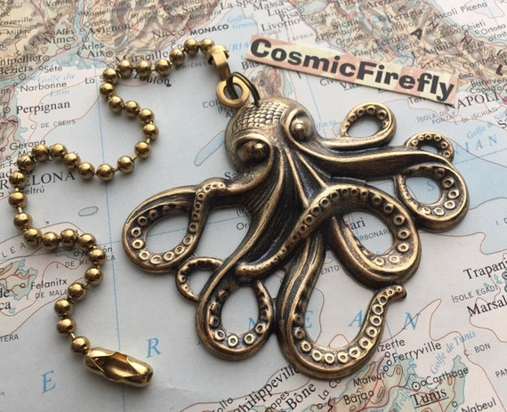 Brass Octopus Fan Pull Nautical Steampunk Ceiling Fan Pull Etsy UK