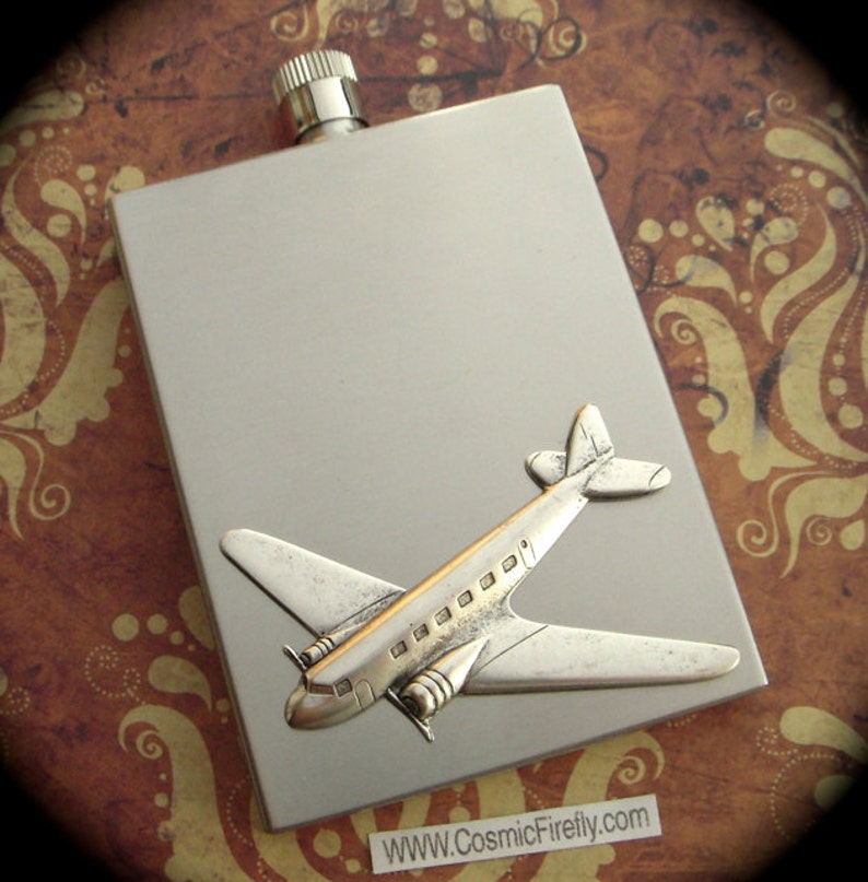 Silver Airplane Flask Industrial Steampunk Flask Vintage Etsy