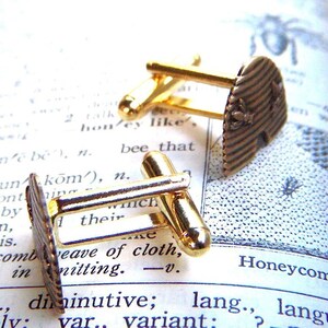 Antiqued Brass Honey Bee Hive Beehive Cufflinks Cosmic Firefly Handcrafted Steampunk Style image 2
